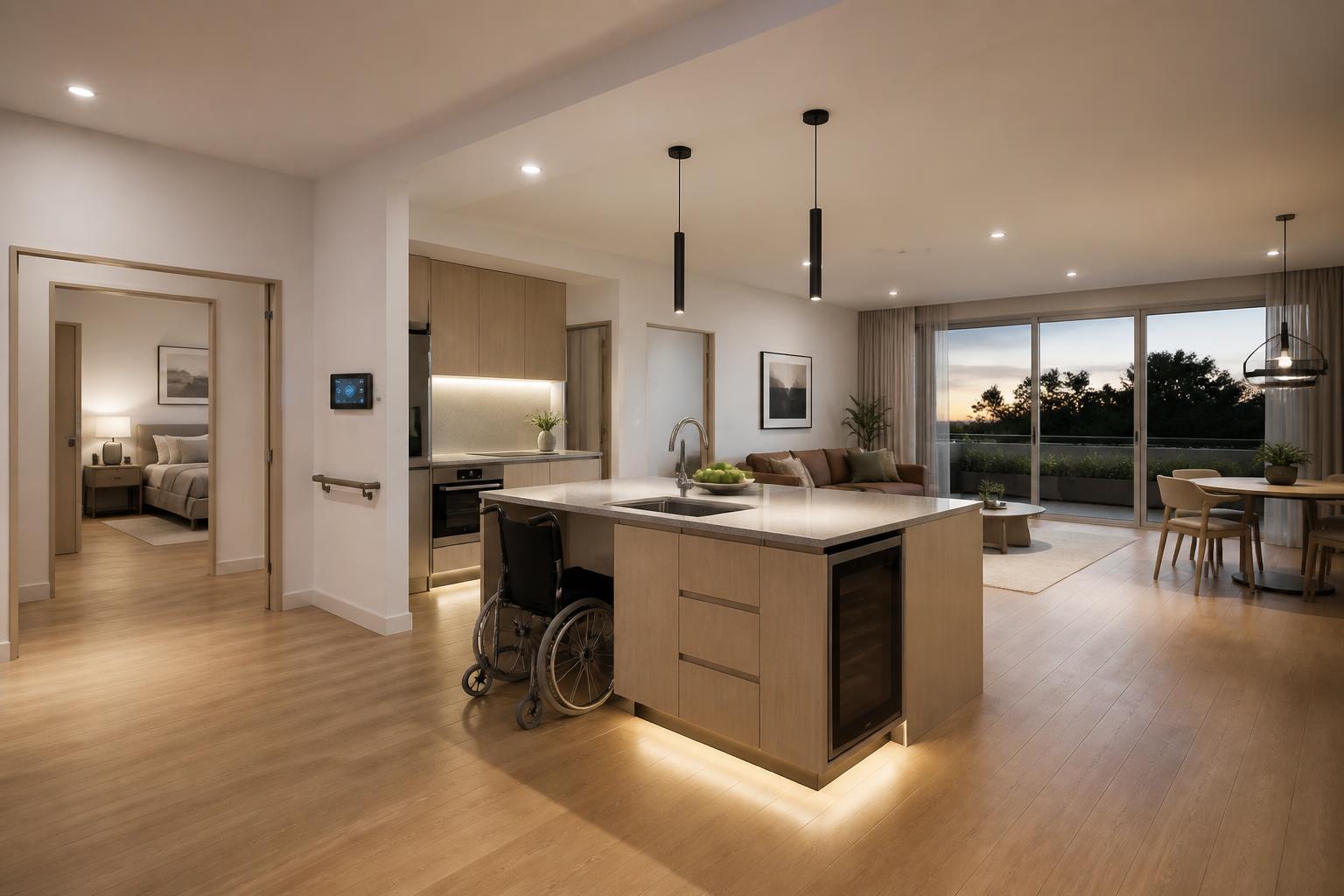 Artist impression of an accessible two-bedroom SDA apartment interior